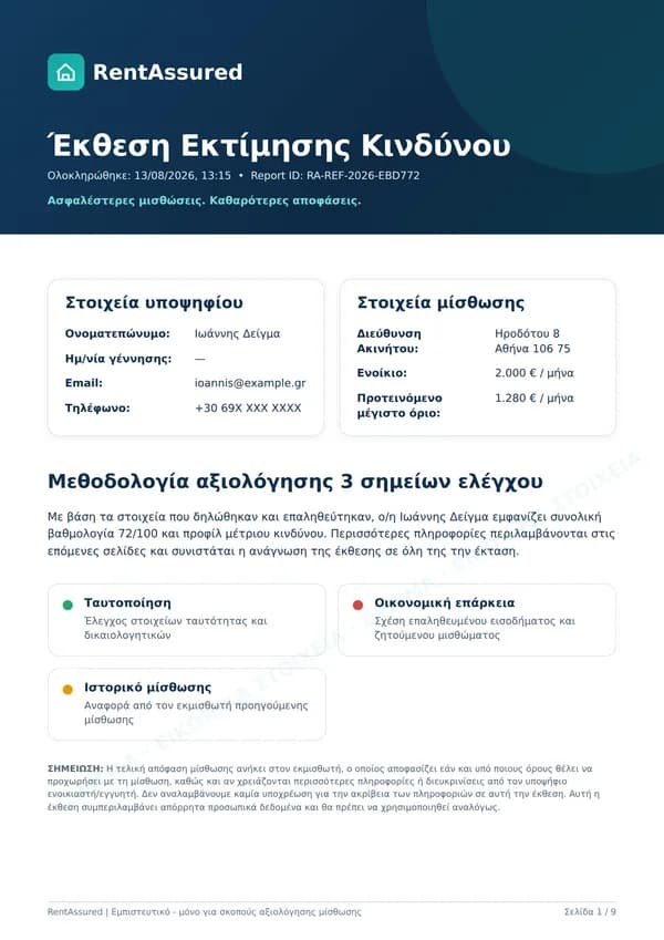 Πρώτη σελίδα του δείγματος: Με παράρτημα εγγυητή